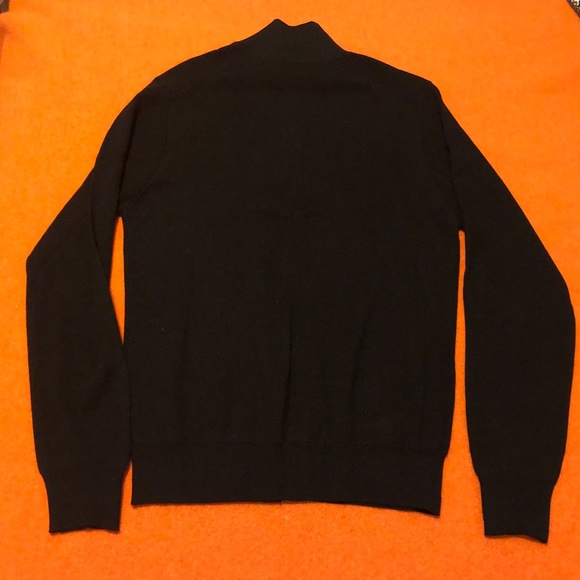 Black merino wool blend zip up mock neck retro cardigan NWT - Picture 7 of 8